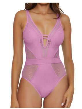 Becca Lavender Mesh One-Piece Swimsuit